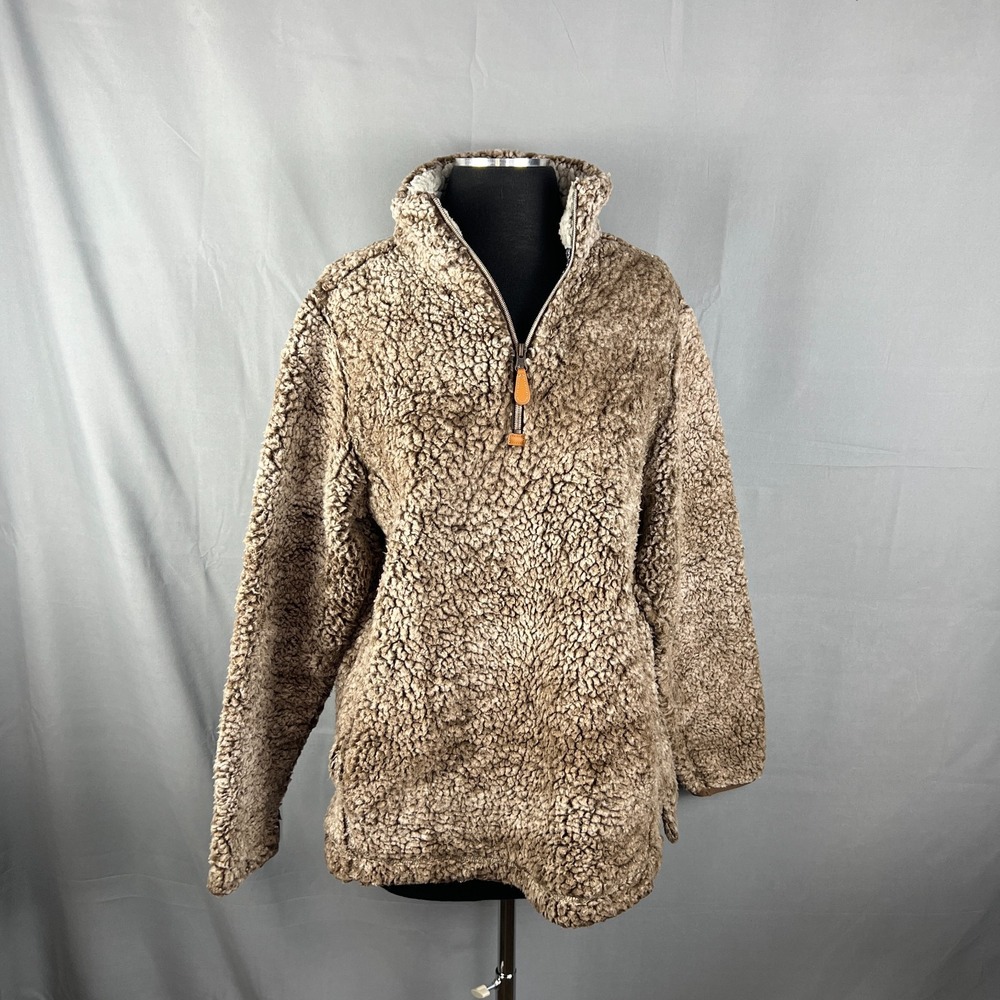 Katydid Pullover Jacket Womens Small Brown Sherpa Lined Quarter Zip Soft Cozy
